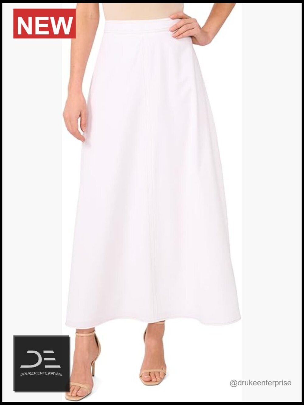 A-Line Maxi Skirt with Zipper Closure, Mid Rise, Classic Fit